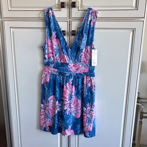 NWT Lilly Pulitzer Clara Blue Pink Floral Romper/Dress